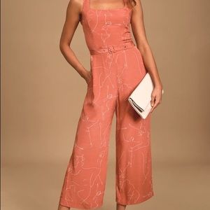 ASTR the Label Printed belted Jumpsuit medium